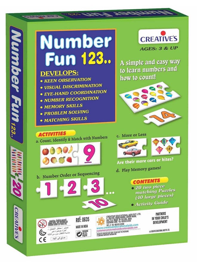 كرييتف إديوكيشنال آيدز مجموعة ألعاب "كرييتف" المرحة للأبجدية والأرقام (١٢٣ قطعة) | ألغاز تعليمية للأطفال في مرحلة ما قبل المدرسة | ألغاز تعليمية | ألغاز مطابقة ذاتية التصحيح للأطفال | من سن ٣ سنوات فما فوق - Image 5