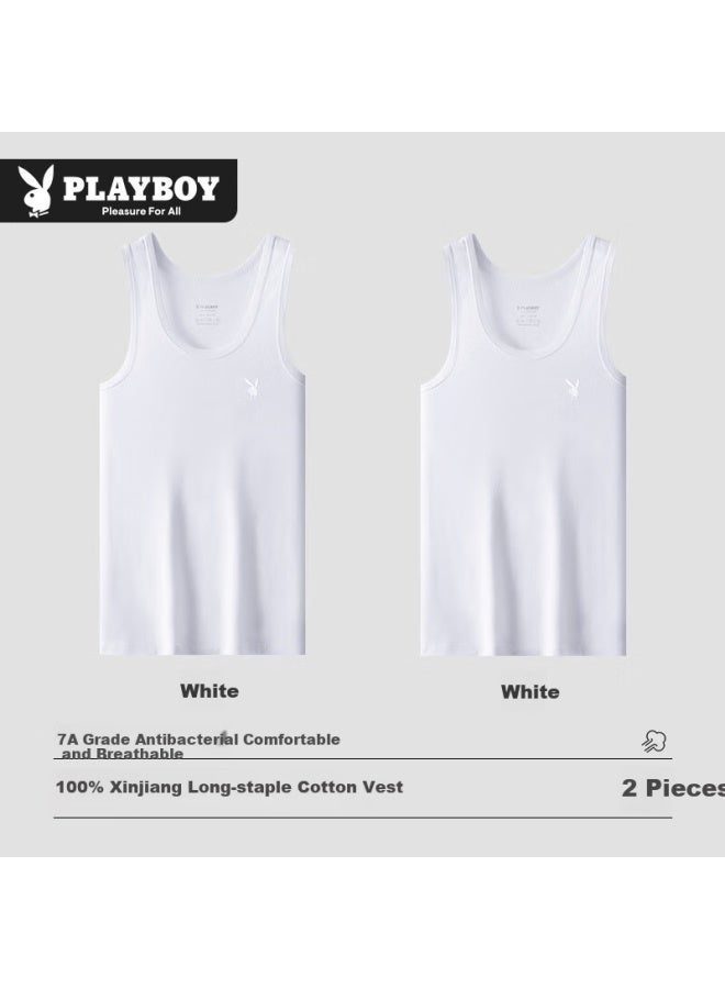 Playboy Men's Plus Size High Elasticity Sports Vest In Pure Cotton, Moisture-wicking And Breathable, Pack Of 2 - Image 1