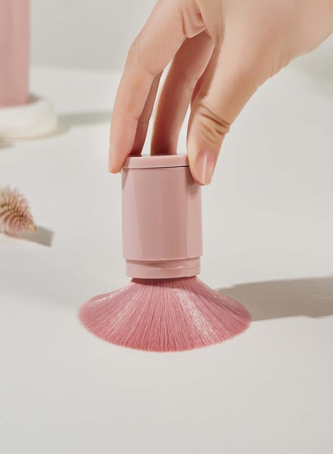 Coshine Portable Retractable Kabuki Makeup Brush, COSHINE 2 Pack Travel Brush Set for Blending Liquid, Blush, Bronzer, Buffing and Sunscreen - Image 2