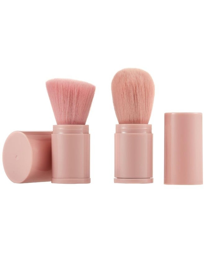 Coshine Portable Retractable Kabuki Makeup Brush, COSHINE 2 Pack Travel Brush Set for Blending Liquid, Blush, Bronzer, Buffing and Sunscreen - Image 1