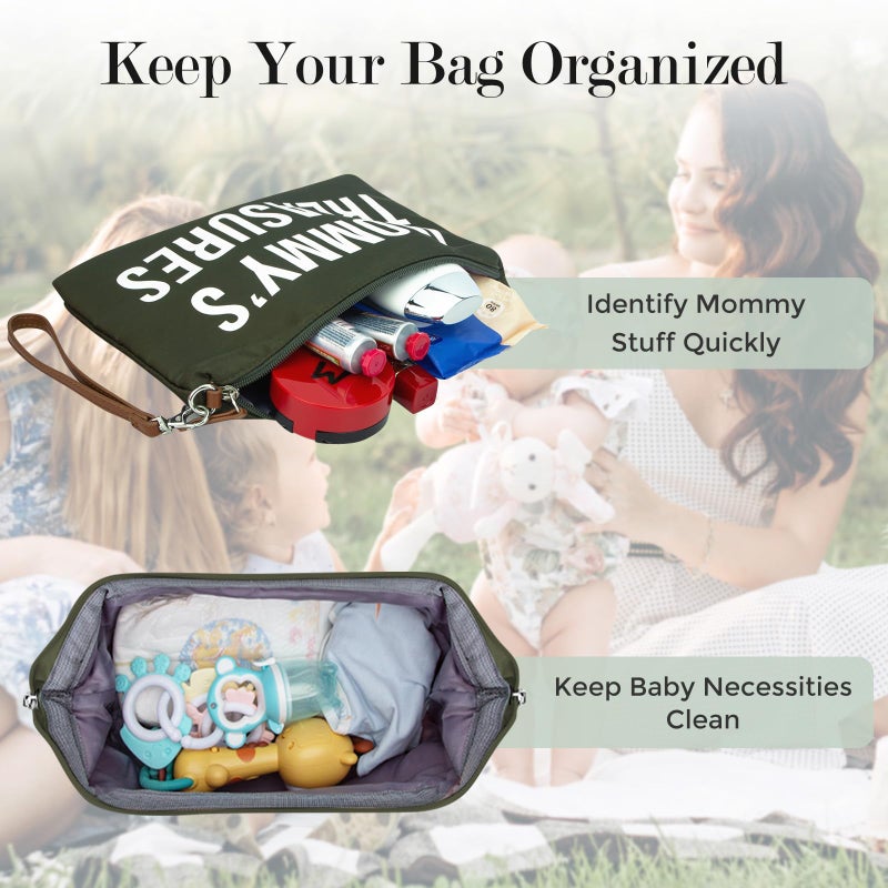 printe Mom's Bag, Hospital Bag for Labor and Delivery, Large Mommy Diaper Tote for Mom Overnight Travel, Waterproof Baby Handbag with Pouches and Straps, Olive Green - Image 5
