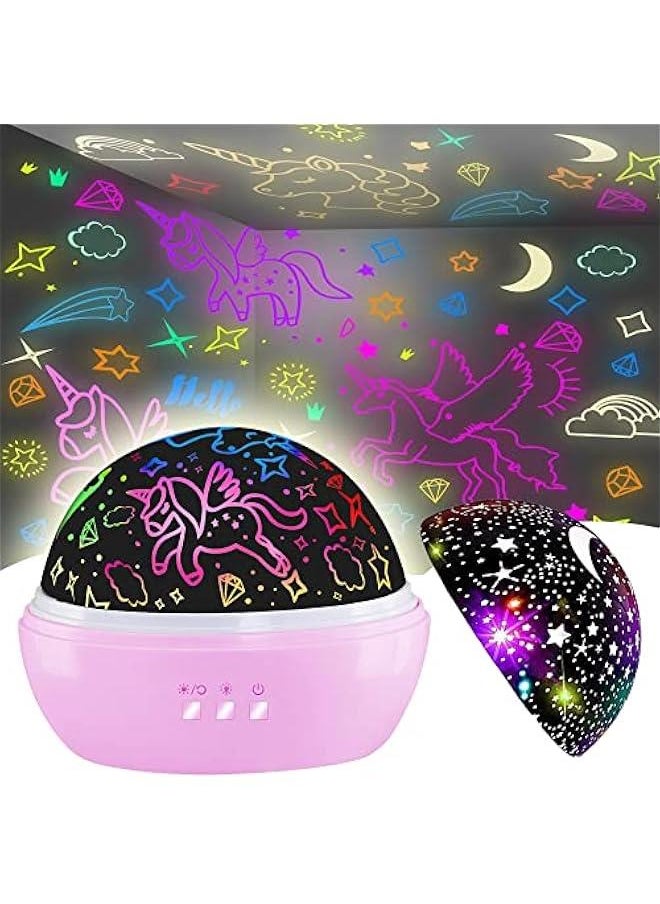 Arabest - Night Light for Kids,Unicorn Light⋆ Projector Gifts Kids Toddlers,Night Baby,Unicorn Lamp Ceiling Lights Girls Bedroom,Night Bedroom(Light Pink) - Image 1
