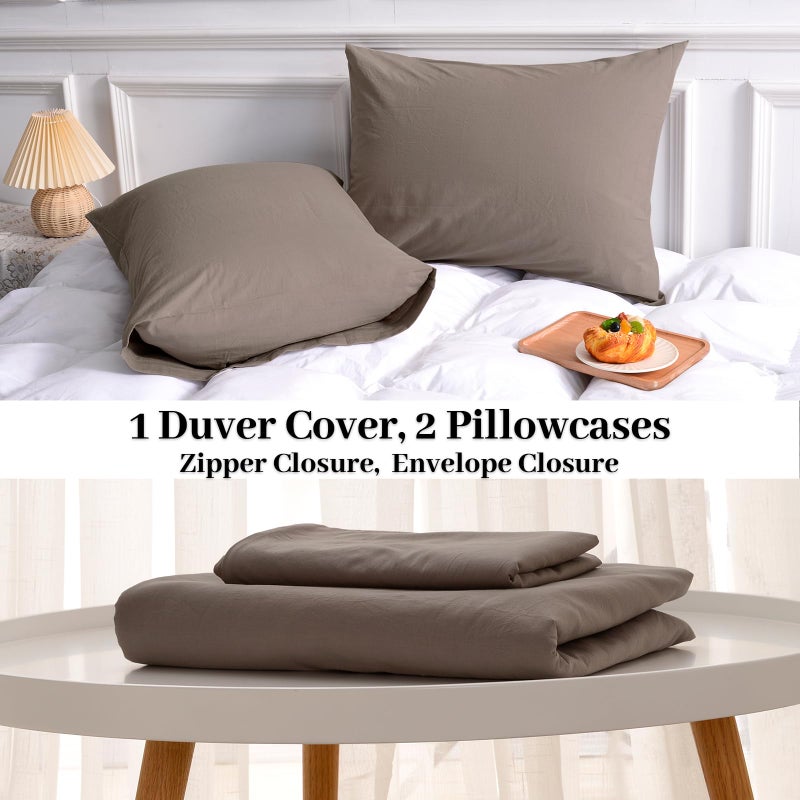 NEXHOME PRO Duvet Cover Set King Size Linen Look Organic Natural 100% Washed Cotton Duvet Cover Linen Cream Grey 3 Pieces Bedding Set with Zipper Closure  Breathable  Lightweight (No Comforter) - Image 5