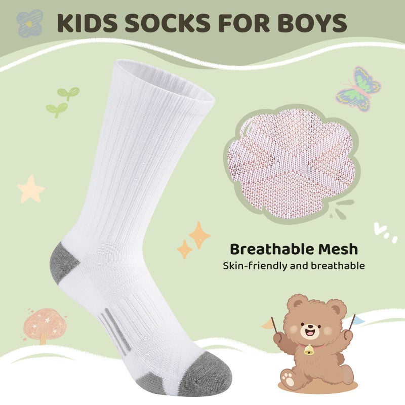 Comfoex Boys Sport Crew Socks For Kids 4-7 7-10 Years Old Athletic Calf Long Socks With Cushioned Sole 10 Pairs - Image 4
