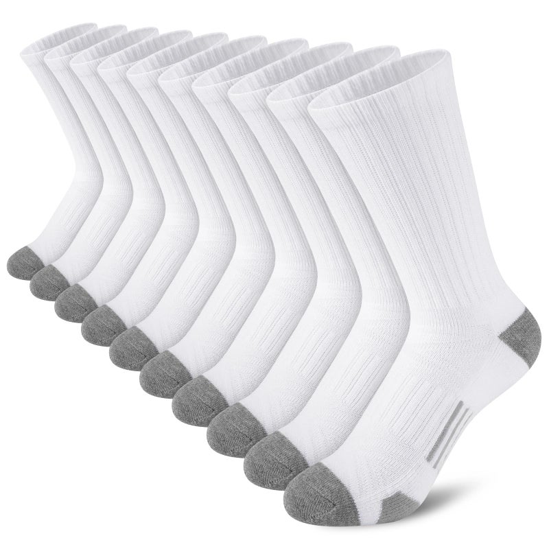 Comfoex Boys Sport Crew Socks For Kids 4-7 7-10 Years Old Athletic Calf Long Socks With Cushioned Sole 10 Pairs - Image 1