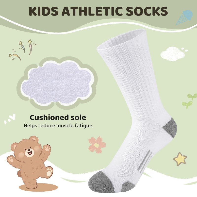 Comfoex Boys Sport Crew Socks For Kids 4-7 7-10 Years Old Athletic Calf Long Socks With Cushioned Sole 10 Pairs - Image 5