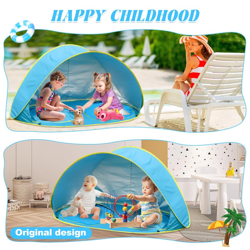 QTREE intelligence Baby Beach Tent-2 Pools Pop Up UPF 50+ Sunshade with Carry Bag, Portable for Travel,Beach,Camping,Indoor - Image 3