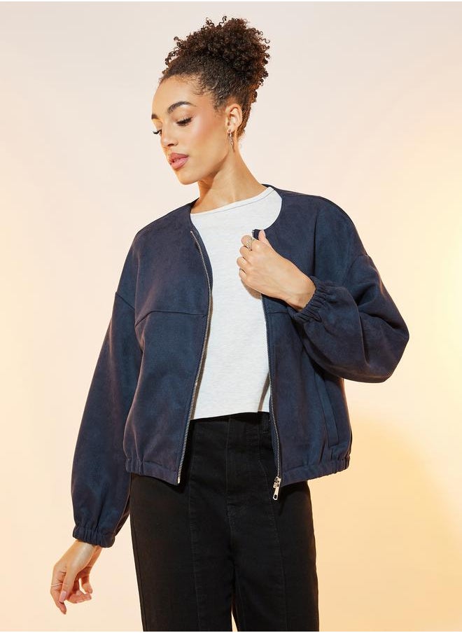 Styli - Suede Look Front Zip Regular Fit Jacket - Image 1