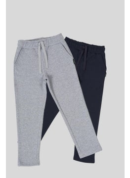 mmetalic Black-Anthracite Thick Cotton Elastic Waist Side Pocket 2-Pack Boy's Tracksuit Bottoms  - Image 1