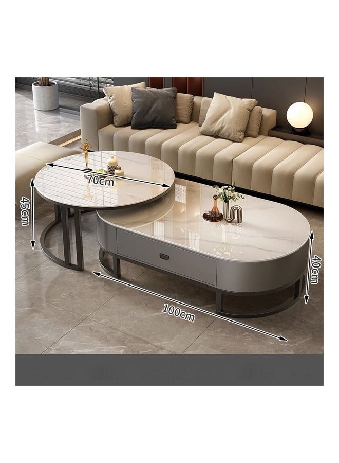 keke Modern Coffee Table Sofa Side Table End Table Snack Table Fashion Design for Living Room Bedroom Office 100CM White+Grey - Image 2