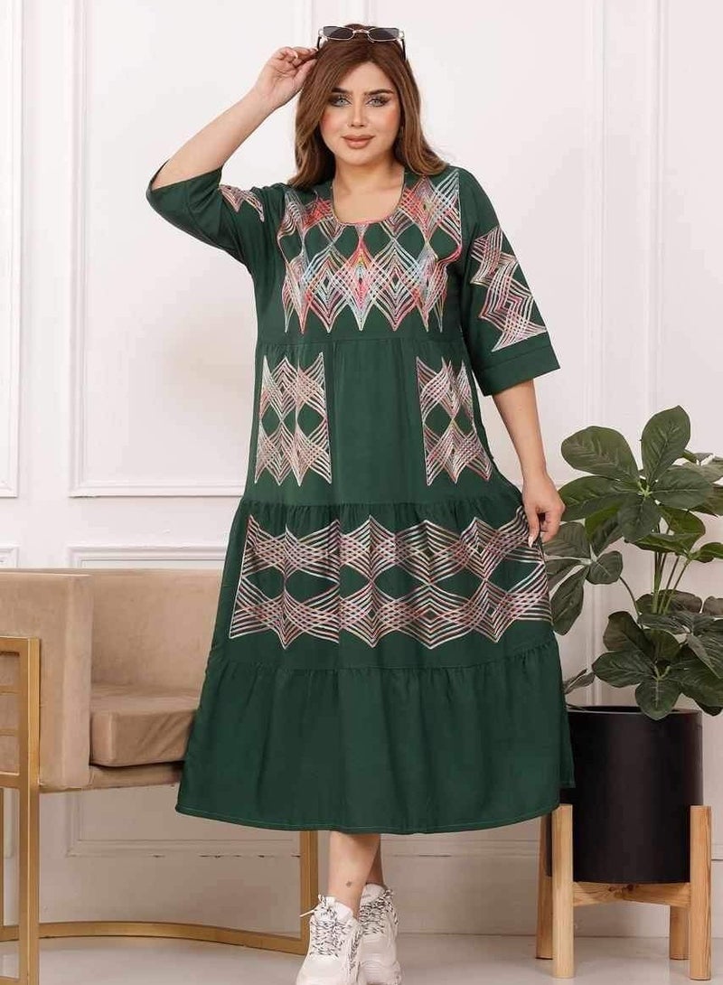 Embroidered cotton galabiya  - Image 1