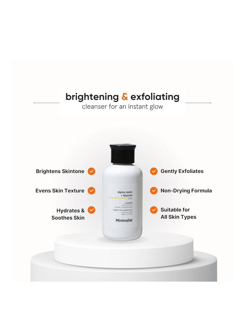 MINIMALIST Minimalist 7% ALA & AHA Face Wash for Brightening, Exfoliating, Glow & Even Tone | With Vitamin B5 For Hydration & Glycolic Acid For Exfoliation | 3.4 Fl Oz / 100 ml  - Image 2