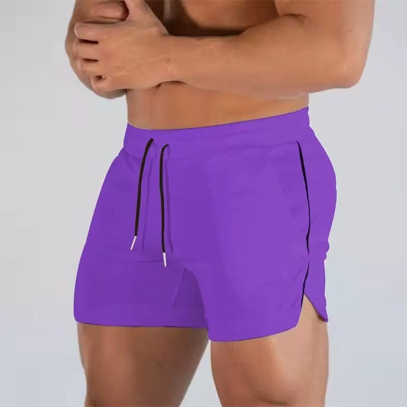 Muscular mens new sports shorts mens outdoor running fitness quick-drying beach pants factory direct sales Purple blue light plate 