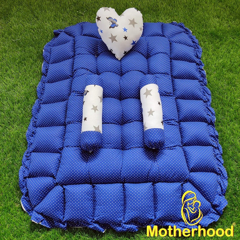 MOTHERHOOD MOTHERHOOD Rectangle Baby Tub Bed 3 pc Pillow Luxury Mattress Bed Sleeper Bedding Set coSleeper Safe Cotton Fabric with RFilled UltraSoft Comfortable for Newborn Blue - Image 5