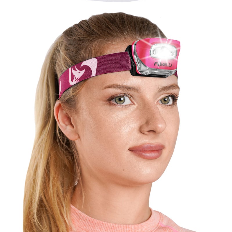Foxelli LED Headlamp Flashlight for Adults & Kids, Running, Camping, Hiking Head Lamp with White & Red Light, Comfortable Headband, Lightweight & Waterproof, 3 AAA Batteries - Image 1