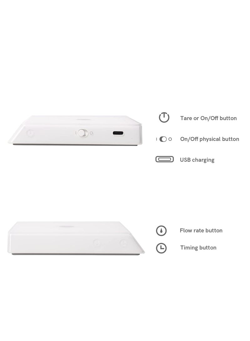 TIMEMORE White Mirror Nano Coffee Scale Mini Espresso Scale for Baking Cooking Flow Measurement Digital Food Scale Poor Over Hand Drip Scale Weighing Instrument Auto Mode Timer Function LED White - Image 2