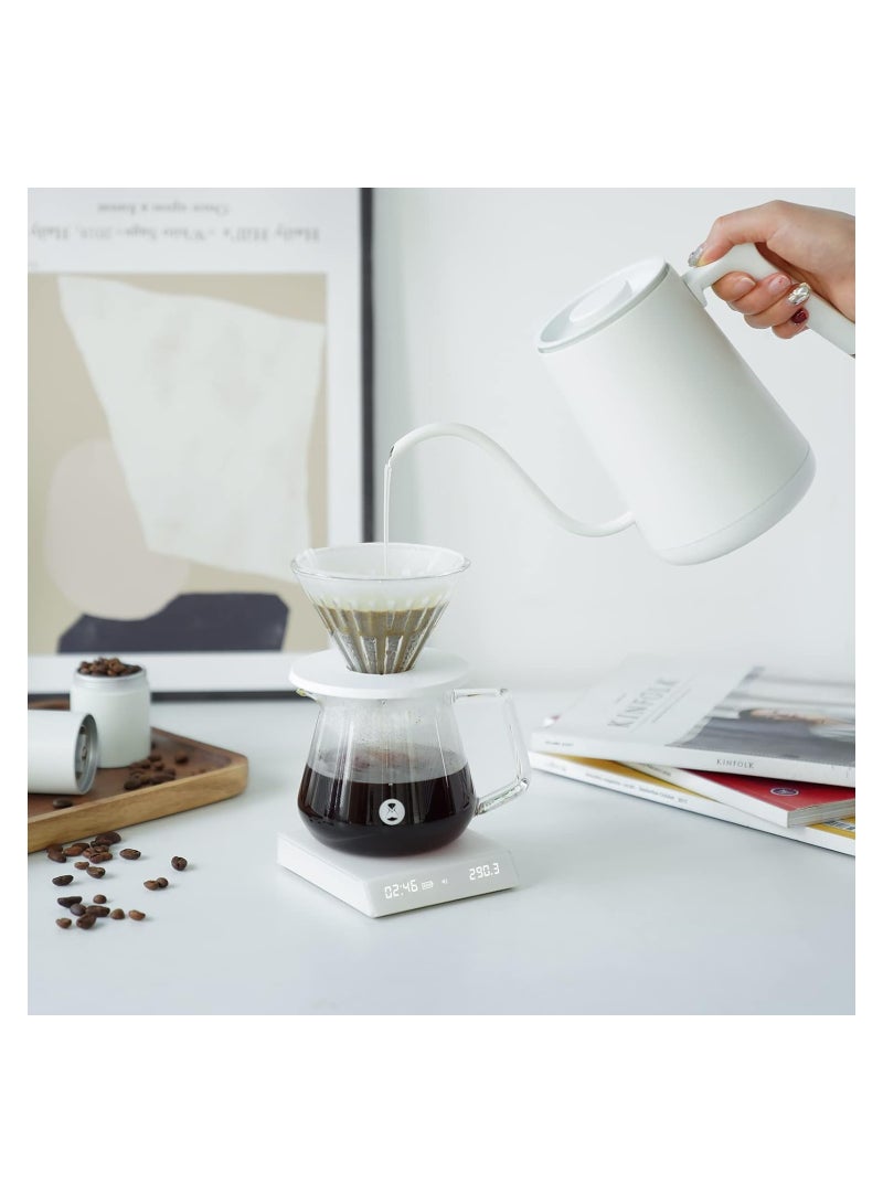 TIMEMORE White Mirror Nano Coffee Scale Mini Espresso Scale for Baking Cooking Flow Measurement Digital Food Scale Poor Over Hand Drip Scale Weighing Instrument Auto Mode Timer Function LED White - Image 4