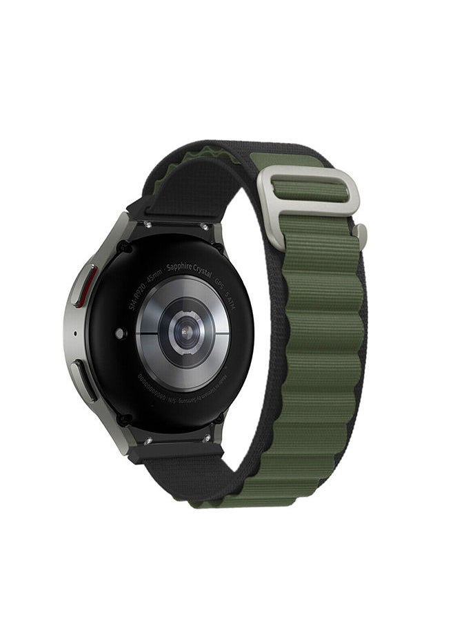 O Ozone حزام Alpine Loop لساعة Samsung Galaxy Watch 5 40 مم 44 مم/Galaxy Pro 5 45 مم/Galaxy Watch 4 40 مم 44 مم 20 مم حزام رياضي من النايلون مع خطاف معدني G سوار معصم بديل للنساء والرجال - أسود وأخضر  - Image 2