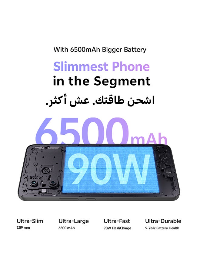 فيفو V70 لايت AI 5G ثنائي الشريحة أسود أنيق 8 جيجابايت RAM 256 جيجابايت (شاحن 90 واط مدعوم) مع هدايا حصرية ساعة ذكية وضمان 24 شهر + 1 سنة استبدال الشاشة - نسخة الشرق الأوسط - Image 3