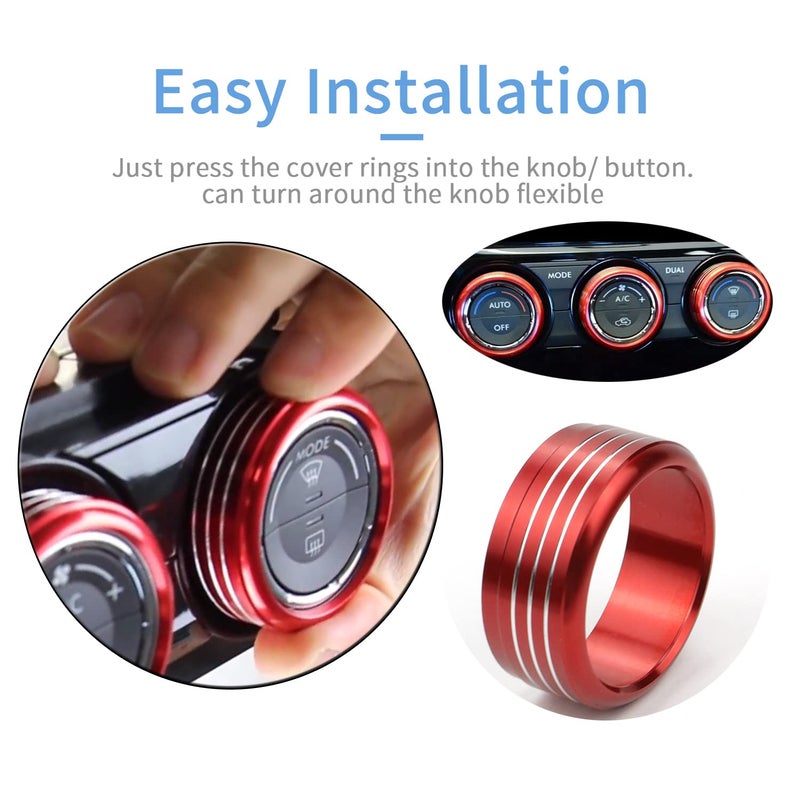 Bentolin for Subaru AC Knob Cover Accessory Center Console Switch Volume Temp Control Button Ring Trim Compatible with Forester 2014-2018, Crosstrek XV 2013-2017,Impreza 2014-2016,WRX/STi 2015-2020 (Red) - Image 4