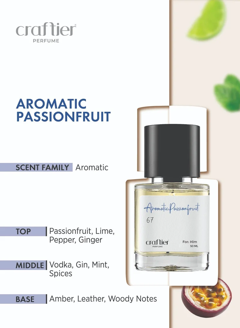 Craftier Perfume New AROMATIC PASSIONFRUIT - Inspired of-212 VIP, Eau De Parfum for Men - 50ml, Long Lasting Aromatic Fragrance Upto 16 Hrs, Travel Size Men's Perfume for Men | Best Price UAE