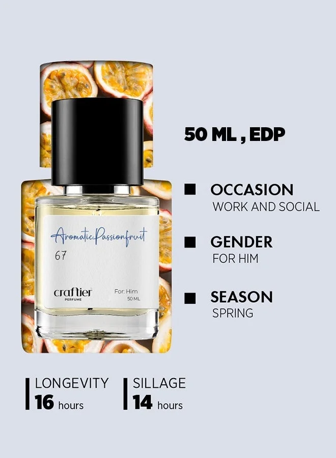 Craftier Perfume New AROMATIC PASSIONFRUIT - Inspired of-212 VIP, Eau De Parfum for Men - 50ml, Long Lasting Aromatic Fragrance Upto 16 Hrs, Travel Size Men's Perfume for Men | Best Price UAE