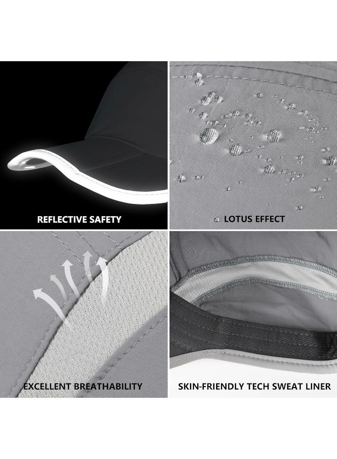 GADIEMKENSD GADIEMKENSD Reflective Folding Outdoor Hat Unstructured Design UPF 50+ Sun Protection Sport Hats for Womens and Mens, Light Grey, 6 7/8-7 1/2  - Image 1