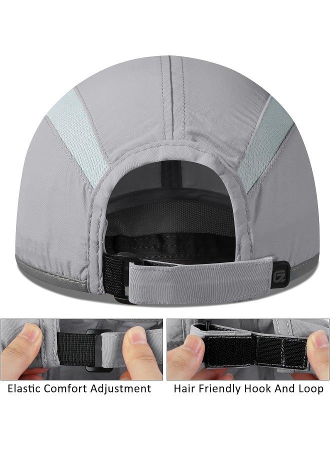 GADIEMKENSD GADIEMKENSD Reflective Folding Outdoor Hat Unstructured Design UPF 50+ Sun Protection Sport Hats for Womens and Mens, Light Grey, 6 7/8-7 1/2  - Image 2