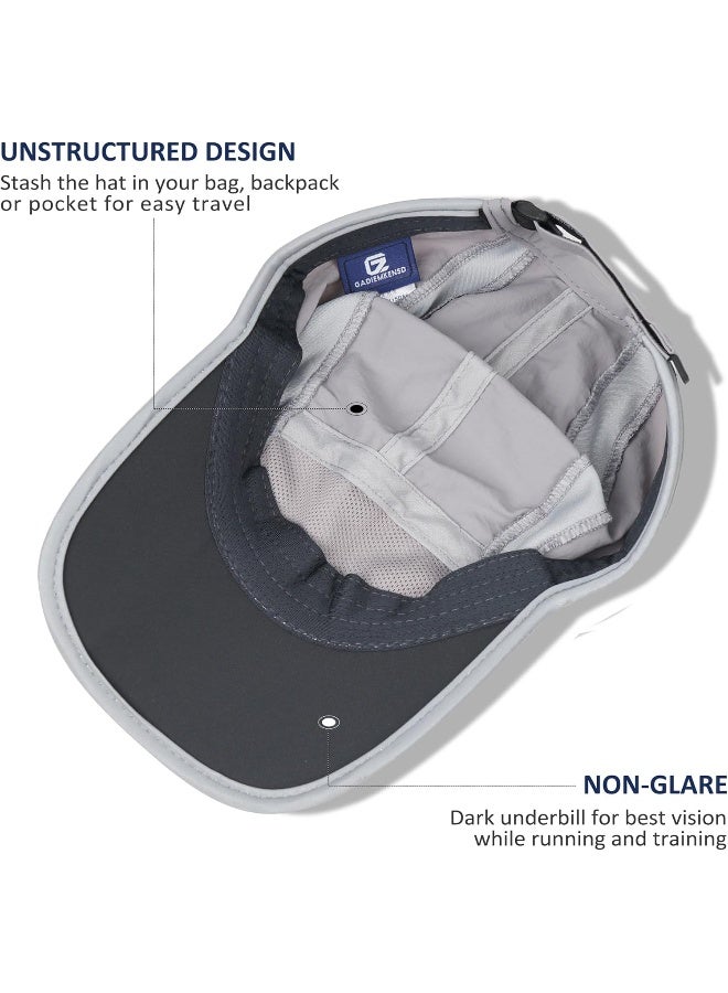 GADIEMKENSD Reflective Folding Outdoor Hat Unstructured Design UPF 50+ Sun Protection Sport Hats for Womens and Mens, Light Grey, 6 7/8-7 1/2