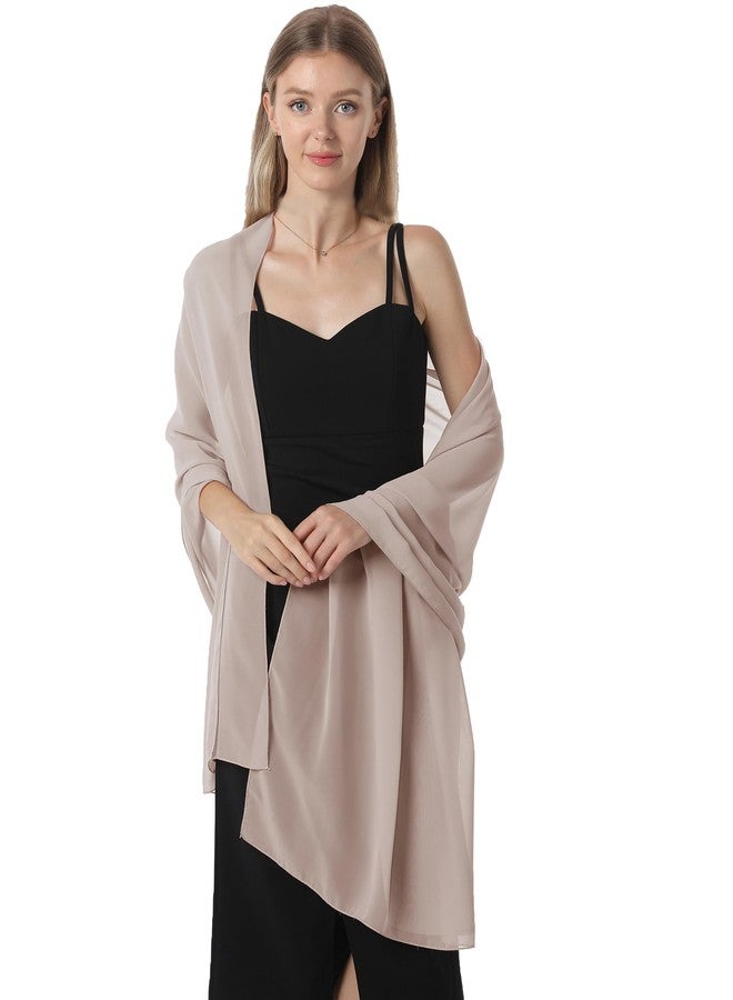 Hotshawl Chiffon Shawls and Wraps for Evening Dresses Women Elegant Soft Scarf Bridal Scarve Wedding Stole, Khaki, One size - Image 3