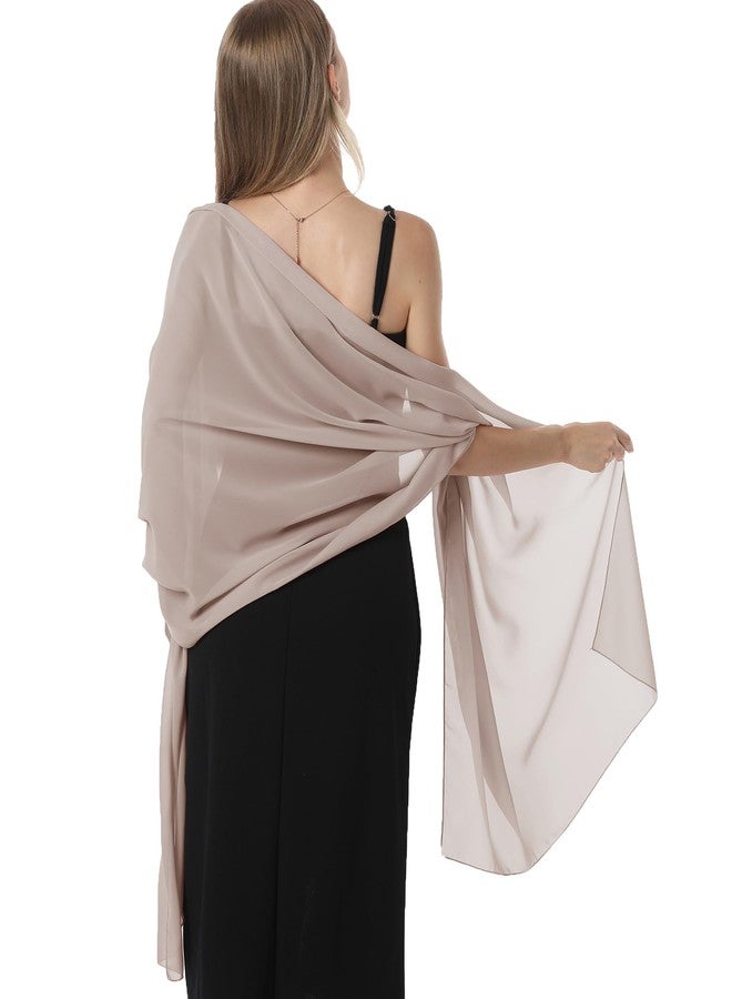 Hotshawl Chiffon Shawls and Wraps for Evening Dresses Women Elegant Soft Scarf Bridal Scarve Wedding Stole, Khaki, One size - Image 1