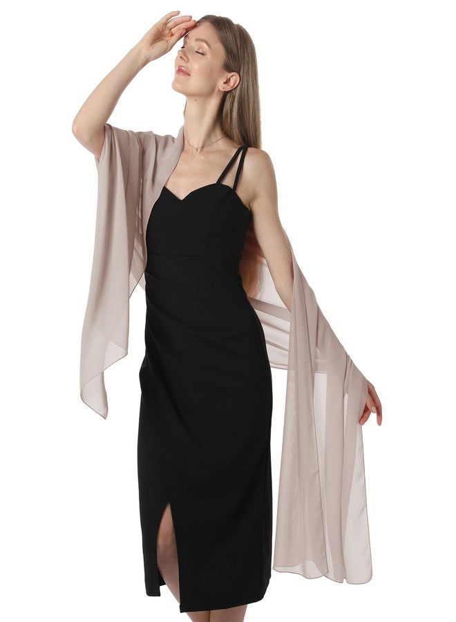 Hotshawl Chiffon Shawls and Wraps for Evening Dresses Women Elegant Soft Scarf Bridal Scarve Wedding Stole, Khaki, One size - Image 4