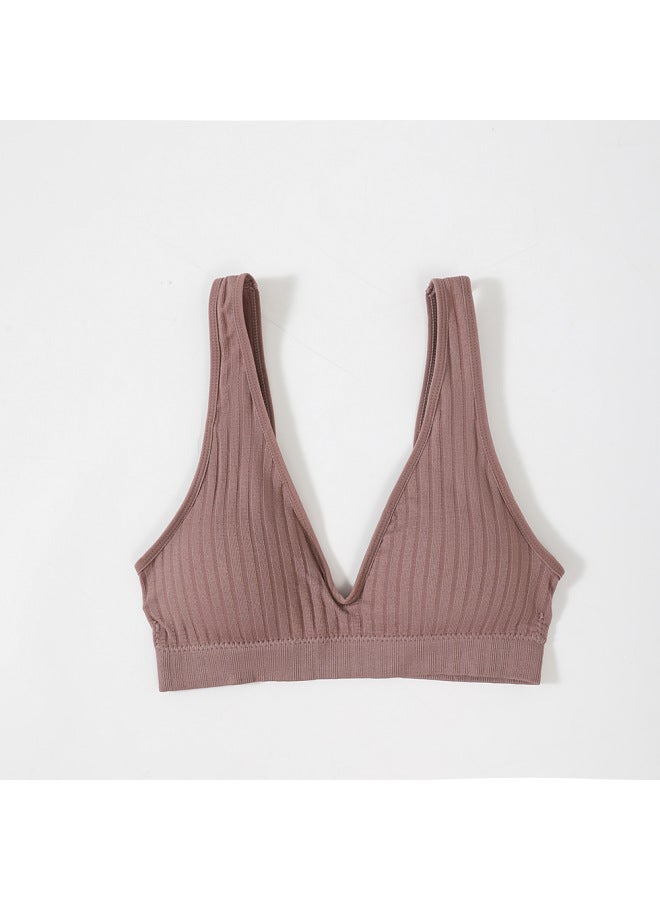 French Style Deep V Plus Size Bra Base Vest Women's Sports Yoga Wrapped Chest Seamless Beauty Back Underwear