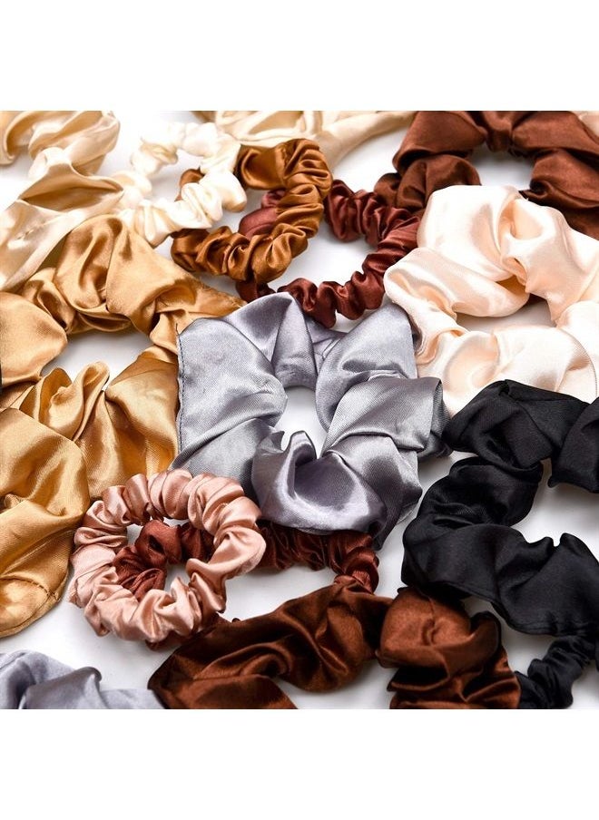 WILLBOND 24 Pieces Satin Hair Scrunchies Silk Elastic Hair Bands Skinny Hair Ties Ropes Ponytail Holder for Women Girls Hair Accessories Decorations (Vintage Colors,) 