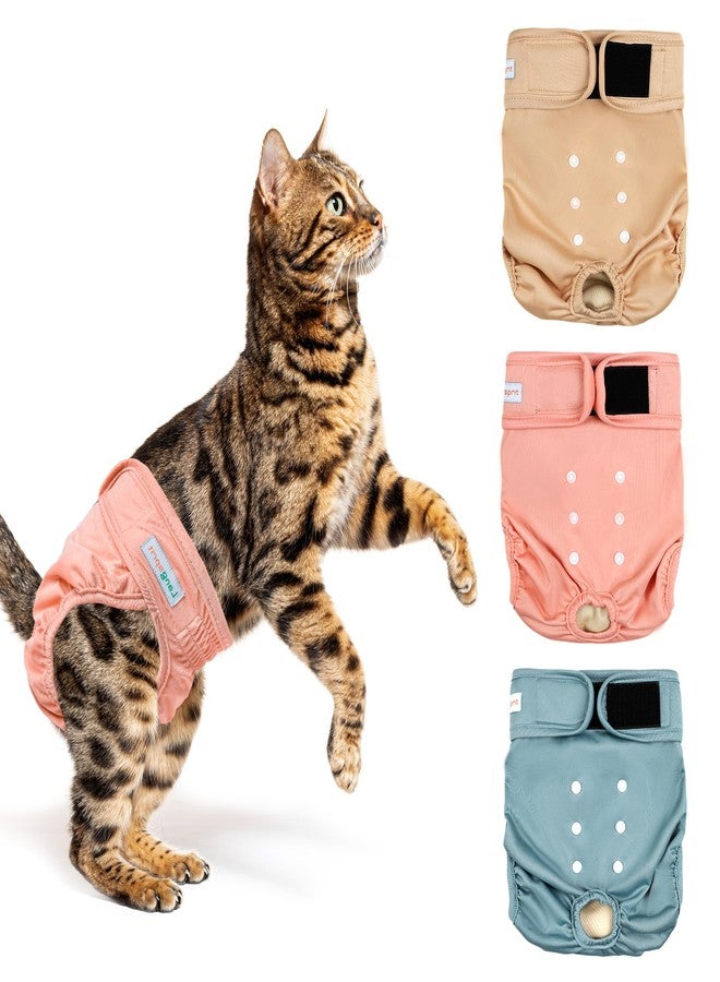 Langsprit Reusable Cat Diapers for Female Male Cats,Washable Cat Kitten Incontinence Diapers for Male Cats Spraying,Pet Kitty Diapers for Large Small Medium Size - Image 1