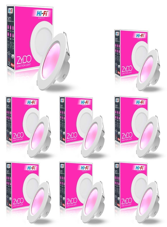 elleys' ZYDO 8W LED Down Light (Pink Light) Round Recessed Ceiling LED Light | Cut Out- 75 mm | BIS Certified & 4KV Surge Protection pop Lights for Ceiling (8W, Pack of 8) - Image 1