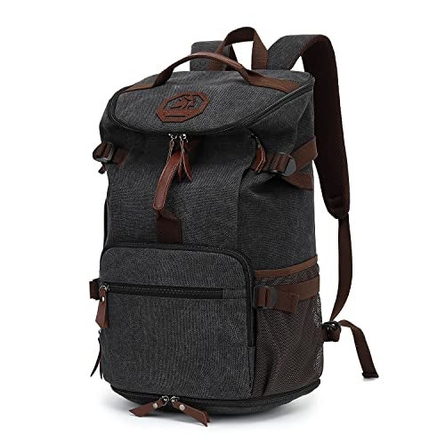 Kalesi Gym Duffle Bag Backpack 4-Way Vintage canvas with Shoes Compartment for travel Sport Hiking laptop (Vintage black) - Image 1