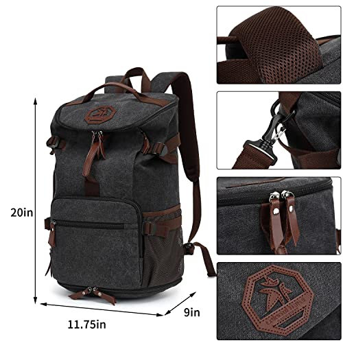 Kalesi Gym Duffle Bag Backpack 4-Way Vintage canvas with Shoes Compartment for travel Sport Hiking laptop (Vintage black) - Image 2