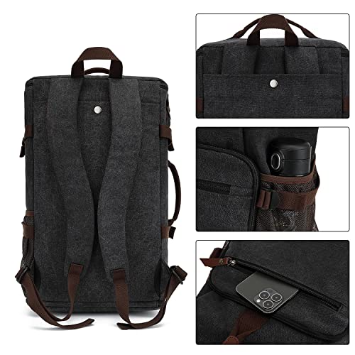 Kalesi Gym Duffle Bag Backpack 4-Way Vintage canvas with Shoes Compartment for travel Sport Hiking laptop (Vintage black) - Image 3
