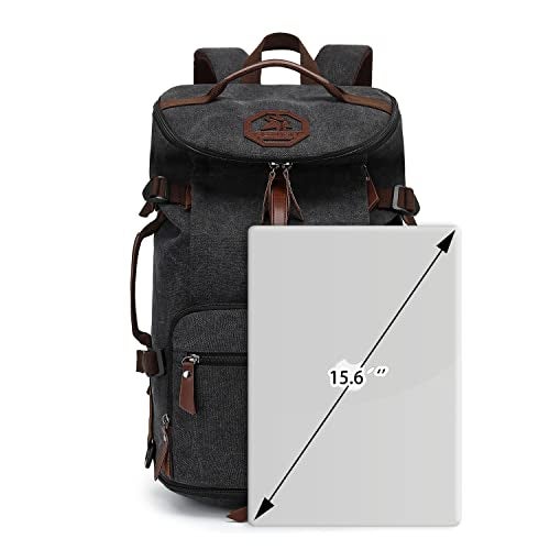 Kalesi Gym Duffle Bag Backpack 4-Way Vintage canvas with Shoes Compartment for travel Sport Hiking laptop (Vintage black) - Image 4