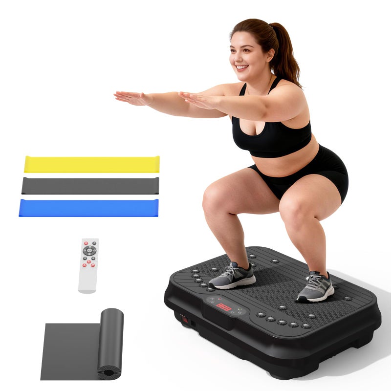 DKDNSJ Vibration Plate Exercise Machine for Lymphatic Drainage,Power Vibrate Stand Shake Board 400 Lbs Capacity Fitness Platform with Fitness Resistance Bands Weight Loss Gifts for Women Men - Image 1
