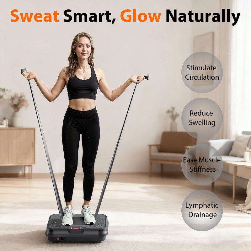 DKDNSJ Vibration Plate Exercise Machine for Lymphatic Drainage,Power Vibrate Stand Shake Board 400 Lbs Capacity Fitness Platform with Fitness Resistance Bands Weight Loss Gifts for Women Men - Image 2