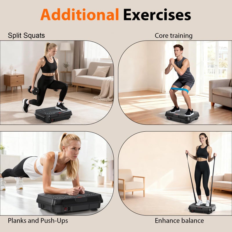 DKDNSJ Vibration Plate Exercise Machine for Lymphatic Drainage,Power Vibrate Stand Shake Board 400 Lbs Capacity Fitness Platform with Fitness Resistance Bands Weight Loss Gifts for Women Men - Image 3