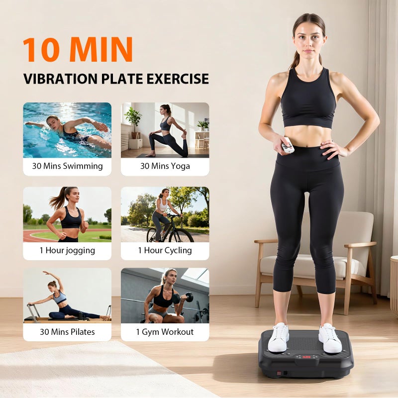 DKDNSJ Vibration Plate Exercise Machine for Lymphatic Drainage,Power Vibrate Stand Shake Board 400 Lbs Capacity Fitness Platform with Fitness Resistance Bands Weight Loss Gifts for Women Men - Image 4