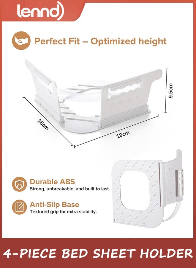 LENND Lock Bed Sheet Holders for Corners - Bed Sheet Holder Straps Fit for All Mattress Types, Fitted Sheet Holders Keep Sheets Firm & Tight, Easy Installation Sheet Clips, Stay (4pcs, White) - Image 5