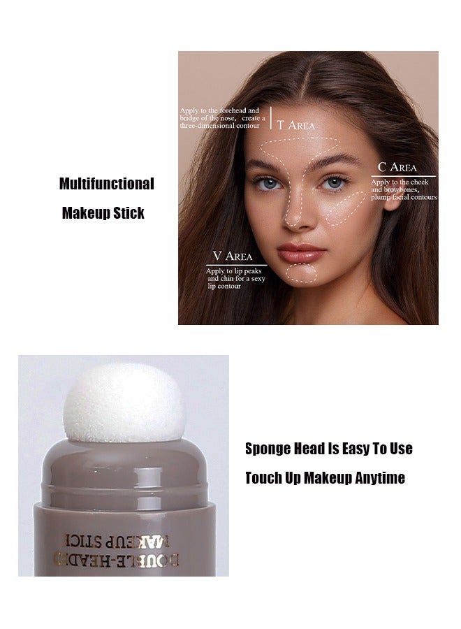 OCHEAL Double Headed Makeup Stick,Highlighter Stick with Brush,Moisture and Lightweight Highlighters Makeup Stick Waterproof, Long Lasting 2 In 1 Face & Body & Eye Shadow Makeup Stick(#04)  - Image 3