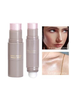 OCHEAL Double Headed Makeup Stick,Highlighter Stick with Brush,Moisture and Lightweight Highlighters Makeup Stick Waterproof, Long Lasting 2 In 1 Face & Body & Eye Shadow Makeup Stick(#04)  - Image 1