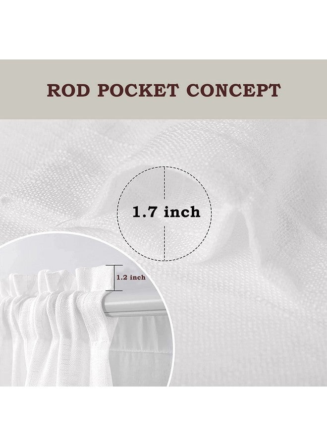 HOMEMONDE Long Door 8 Feet Faux Linen Curtains Transparent Sun Light Filtering Drapes Hangs with Rod Pocket for Living Room, Office, Bedroom, 96 Inches - White, 1 Piece - Image 5