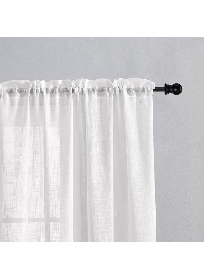 HOMEMONDE Long Door 8 Feet Faux Linen Curtains Transparent Sun Light Filtering Drapes Hangs with Rod Pocket for Living Room, Office, Bedroom, 96 Inches - White, 1 Piece - Image 3
