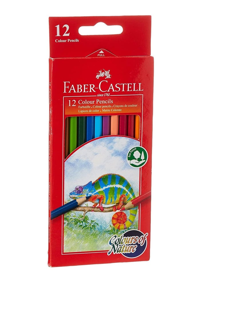 Maxi Faber-Castell Colours Of Nature Colour Pencils 12 Colour In A Cardboard Box,Assorted Designs - Image 1